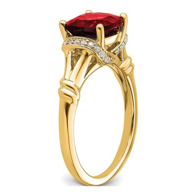 14K Yellow Gold 1/8 ct tw Garnet & Diamond Cushion Ring – view 8