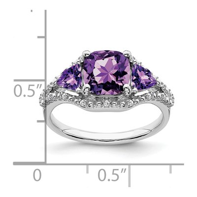 10K White Gold 1/15 ct tw Amethyst & Diamond 3-Stone Ring – view 2