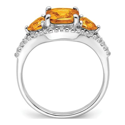 14K White Gold 1/15 ct tw Citrine & Diamond 3-Stone Ring – view 2