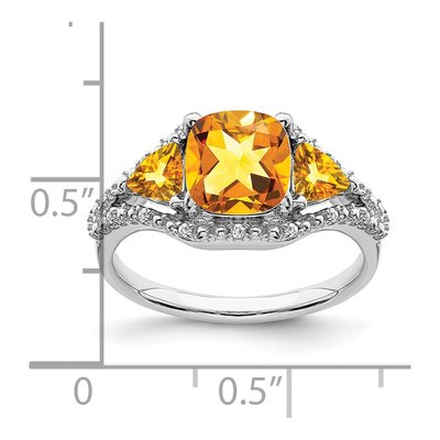 14K White Gold 1/15 ct tw Citrine & Diamond 3-Stone Ring – view 3