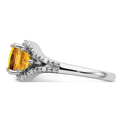 14K White Gold 1/15 ct tw Citrine & Diamond 3-Stone Ring – view 4