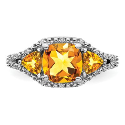 14K White Gold 1/15 ct tw Citrine & Diamond 3-Stone Ring – view 5