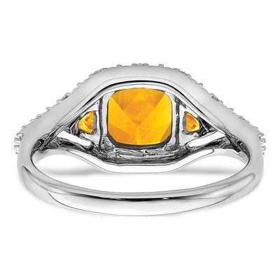 14K White Gold 1/15 ct tw Citrine & Diamond 3-Stone Ring – view 6