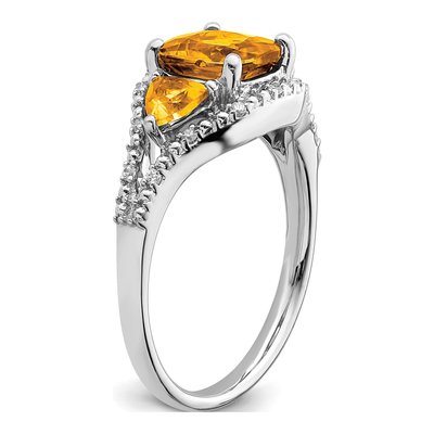 14K White Gold 1/15 ct tw Citrine & Diamond 3-Stone Ring – view 7