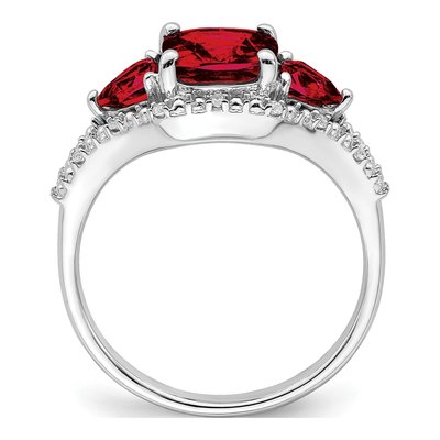 14K White Gold 1/15 ct tw Garnet & Diamond Cushion 3-Stone Ring – view 2