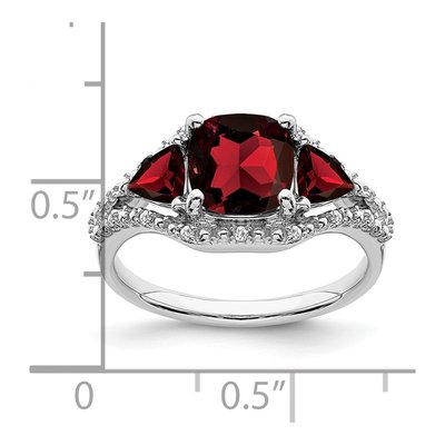 14K White Gold 1/15 ct tw Garnet & Diamond Cushion 3-Stone Ring – view 3