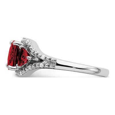 14K White Gold 1/15 ct tw Garnet & Diamond Cushion 3-Stone Ring – view 4