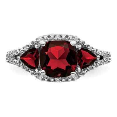 14K White Gold 1/15 ct tw Garnet & Diamond Cushion 3-Stone Ring – view 5