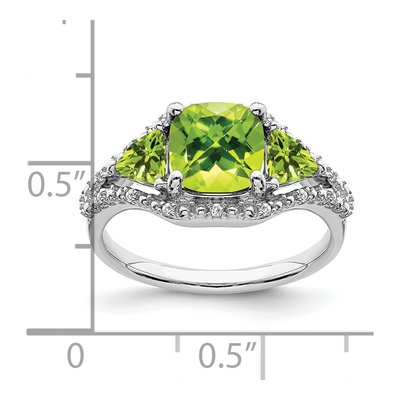 10K White Gold 1/15 ct tw Peridot & Diamond 3-Stone Ring – view 2