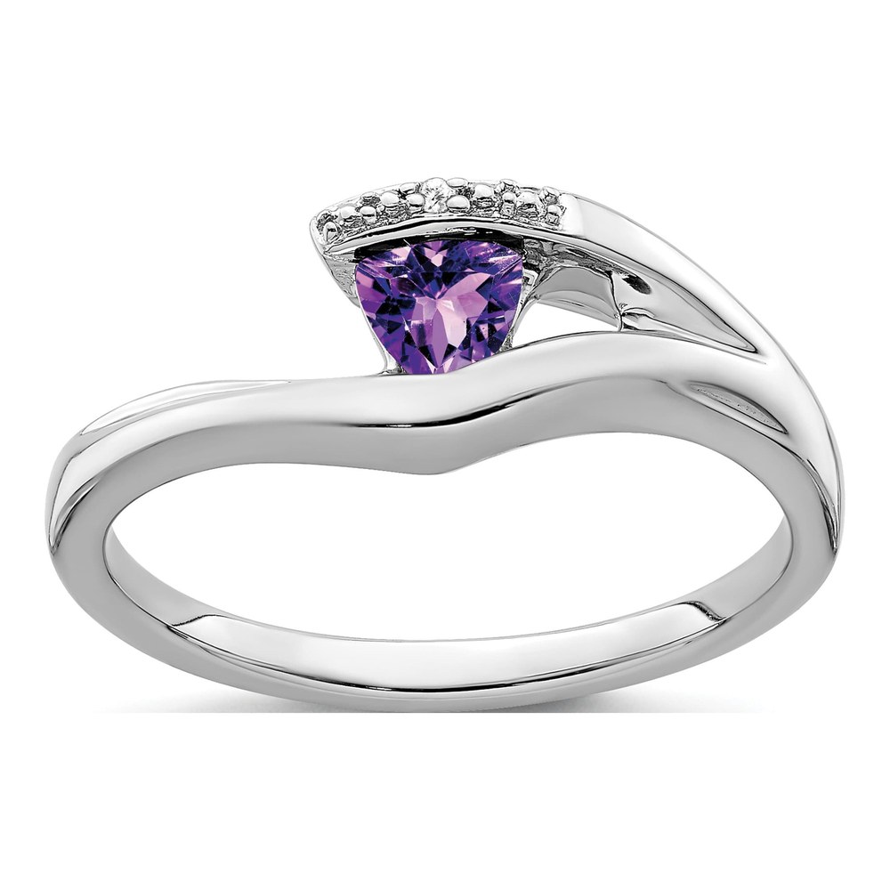 10K White Gold Amethyst & Diamond Trillion Ring