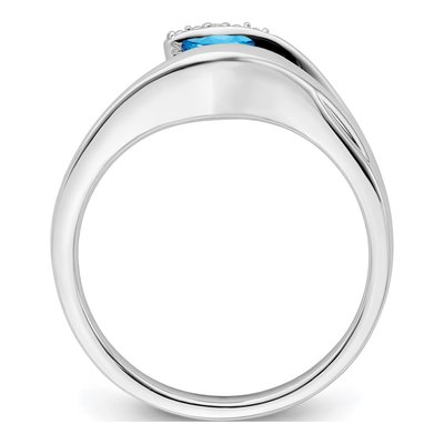 14K White Gold Swiss Blue Topaz & Diamond Trillion Ring – view 3