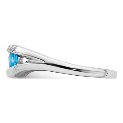 14K White Gold Swiss Blue Topaz & Diamond Trillion Ring – view 5