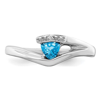 14K White Gold Swiss Blue Topaz & Diamond Trillion Ring – view 6