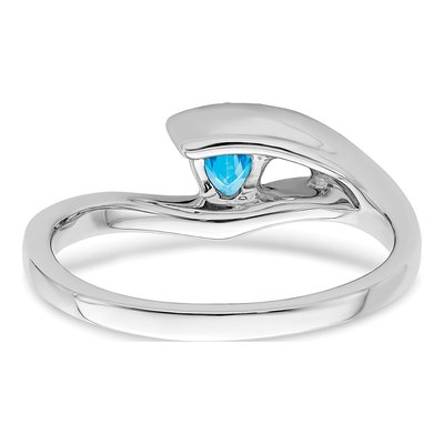 14K White Gold Swiss Blue Topaz & Diamond Trillion Ring – view 7