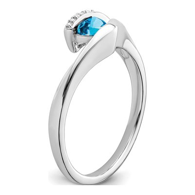 14K White Gold Swiss Blue Topaz & Diamond Trillion Ring – view 8