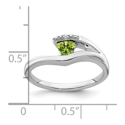 10K White Gold Peridot & Diamond Trillion Ring – view 3