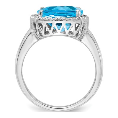 14K White Gold 1/8 ct tw Swiss Blue Topaz & Diamond Ring – view 2