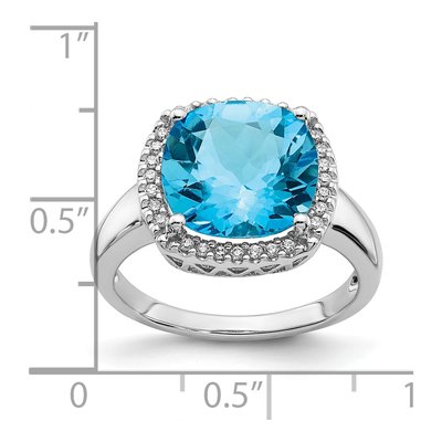 14K White Gold 1/8 ct tw Swiss Blue Topaz & Diamond Ring – view 3