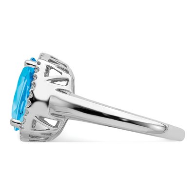 14K White Gold 1/8 ct tw Swiss Blue Topaz & Diamond Ring – view 4