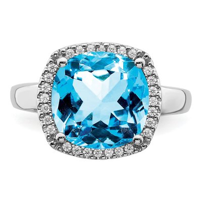 14K White Gold 1/8 ct tw Swiss Blue Topaz & Diamond Ring – view 5