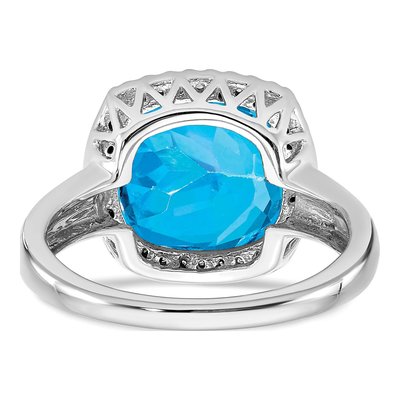 14K White Gold 1/8 ct tw Swiss Blue Topaz & Diamond Ring – view 6
