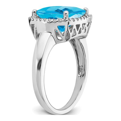 14K White Gold 1/8 ct tw Swiss Blue Topaz & Diamond Ring – view 7