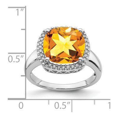 14K White Gold 1/8 ct tw Citrine & Diamond Ring – view 3