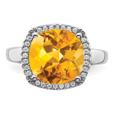 14K White Gold 1/8 ct tw Citrine & Diamond Ring – view 5