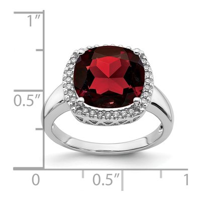 14K White Gold 1/8 ct tw Garnet & Diamond Ring – view 3