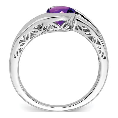 14K White Gold Amethyst Bypass Ring – view 2