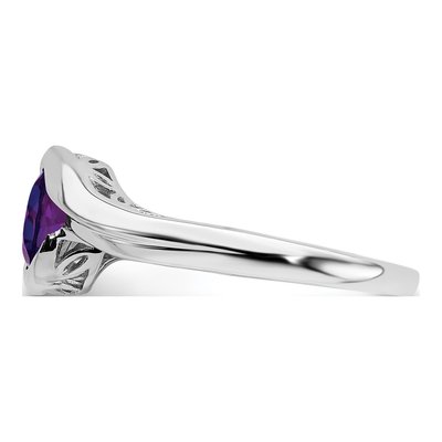 14K White Gold Amethyst Bypass Ring – view 4
