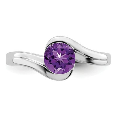 14K White Gold Amethyst Bypass Ring – view 5