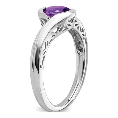 14K White Gold Amethyst Bypass Ring – view 7