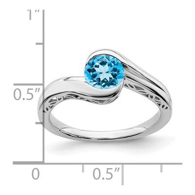10K White Gold Swiss Blue Topaz Bypass Ring – view 3