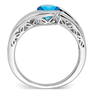 14K White Gold Swiss Blue Topaz Bypass Ring – view 2