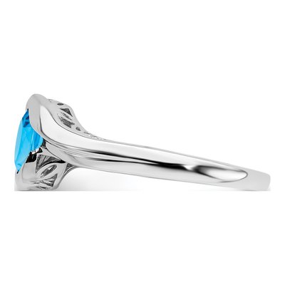 14K White Gold Swiss Blue Topaz Bypass Ring – view 4