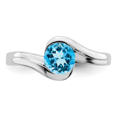 14K White Gold Swiss Blue Topaz Bypass Ring – view 5