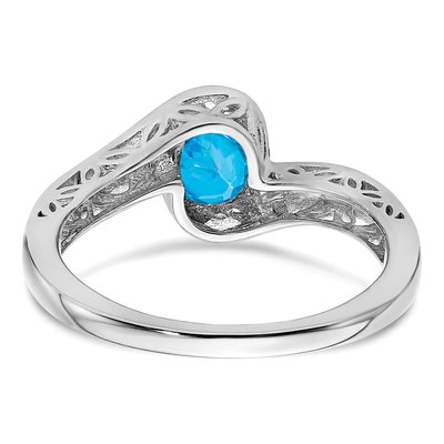 14K White Gold Swiss Blue Topaz Bypass Ring – view 6