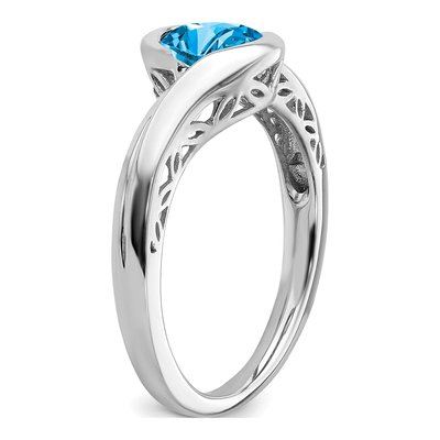 14K White Gold Swiss Blue Topaz Bypass Ring – view 7