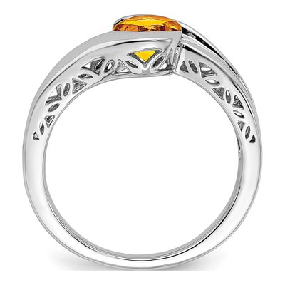 14K White Gold Citrine Round Bypass Ring – view 3