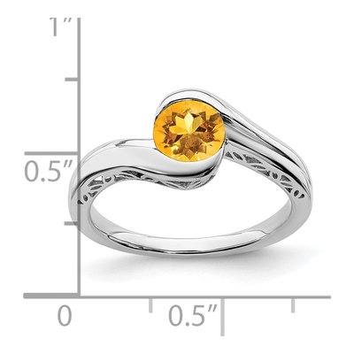 14K White Gold Citrine Round Bypass Ring – view 4