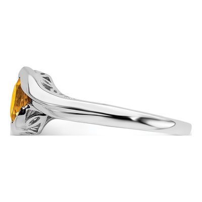 14K White Gold Citrine Round Bypass Ring – view 5