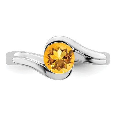 14K White Gold Citrine Round Bypass Ring – view 6