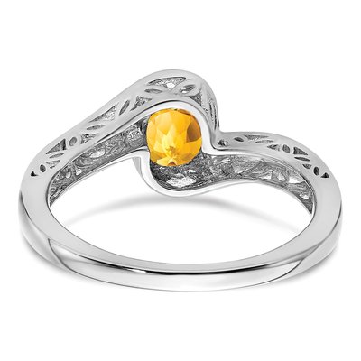 14K White Gold Citrine Round Bypass Ring – view 7