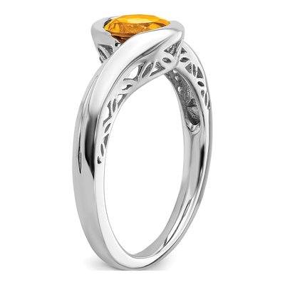 14K White Gold Citrine Round Bypass Ring – view 8
