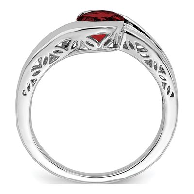14K White Gold Garnet Round Bypass Ring – view 3