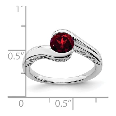 14K White Gold Garnet Round Bypass Ring – view 4