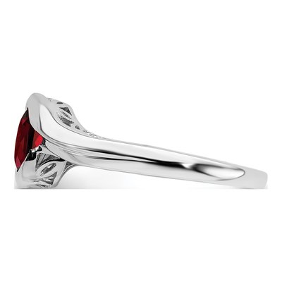 14K White Gold Garnet Round Bypass Ring – view 5