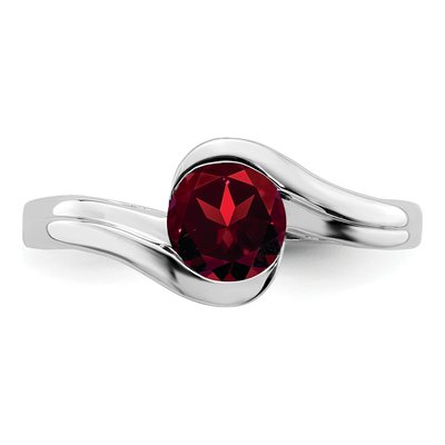 14K White Gold Garnet Round Bypass Ring – view 6
