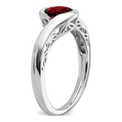 14K White Gold Garnet Round Bypass Ring – view 8
